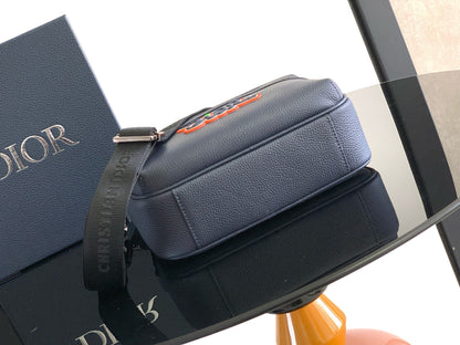 Dior Rider 2.0 Zippered Messenger Bag Navy Blue Cowhide 336236