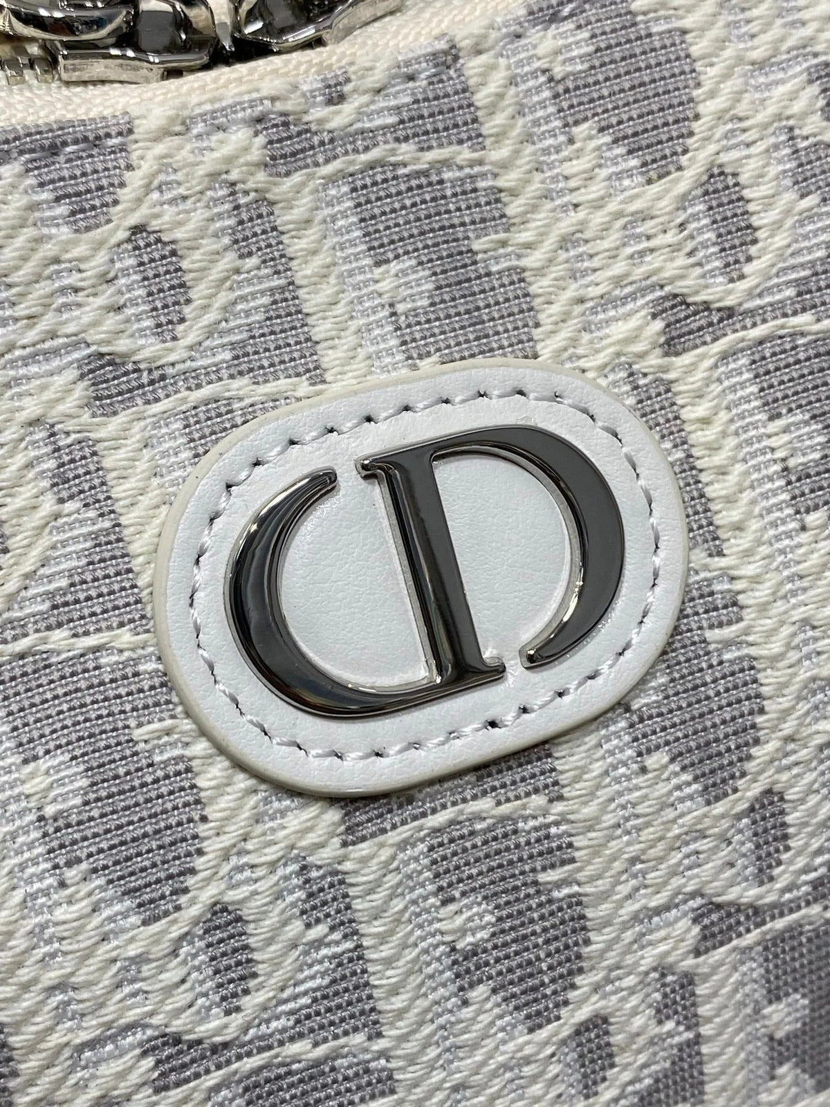 CD Diorling 19cm Bag White Grey Cotton Calfskin 289144